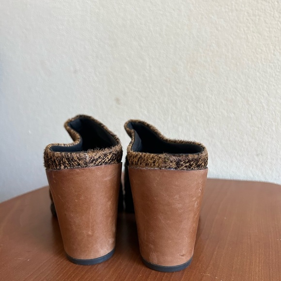 Naked Feet Proper Heeled Mule Calf Fur Brown Black Size 7 Women's Business Party - Picture 7 of 13